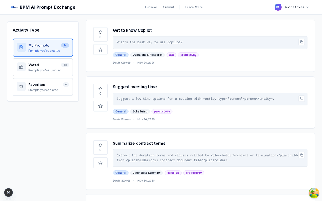 Activity page overview